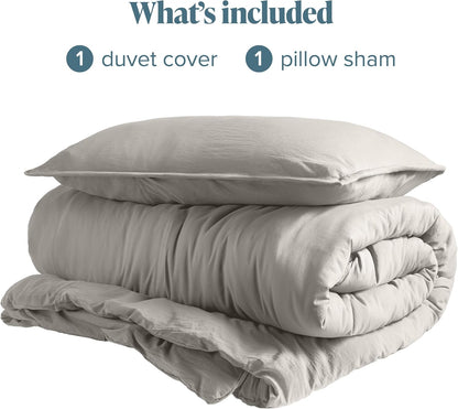 Sandwashed Duvet Cover Twin Size/Twin XL Size - Premium 1800 Collection Duvet Set - Cooling Duvet Cover - Super Soft Duvet Covers (Twin/Twin XL, Sandwashed Fog)